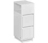 VASAGLE Mesita de Noche Estrecha, Mesa Auxiliar con 2 Cajones y Compartimento Abierto, Encajable a la Izquierda o a la Derecha, Dormitorio, Salón, Negro Ébano/Beige Natural y Blanco Nube /Blanco Nube