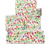 Papel de Rego floral - Flores Rojas, Rosas y Moradas-6 Hojas de papel de Regno con etiqueta-Papel De Regno de Flores-Viene con pegatinas-Rerecilable-Por