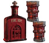 Decantador de whisky Fire Dept, botella de whisky con estatua de Fire Dept y juego de vasos de agua Hire, regalo único para los amantes del whisky, regalo de bar para bomberos, papás, esposos y novios.