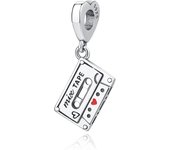 New  Silver Color  Beads Charm Earphone Piano Tape Pendant Charm Paving Zircon Suitable For Bracelet Female