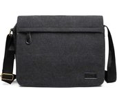 Bolso bandolera de Lona para hombre, maletín retro para portátil con múltiples bolsos para la Escuela, Viajes y Negocios, compatible con portátil de 13 pulgadas (Negro).