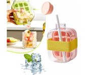 Cubitera 2 en 1 sin contacto, con tapa y recipiente, ideal para el verano, bandeja vertical fácil de abrir para café y zumo congelados (blanco, 800 ml)