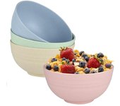 Cuencos de Cereales irrompibles, Juego de 4 cuencos de SOPA grandes para adultos y niños, Aptos para lavavajas y microondos
