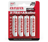 Aiwa Pilas AA o AAA - Pack de pilas alcalinas 1,5V X-TRA + Alkaline Aiwa 149% PLUS POWER LR03 AAA Aiwa 149% PLUS POWER LR6 AA Baterias AA o AAA 1.5V Potentes y Duraderas Pilas Aiwa