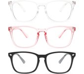 Blue Light Blocking Glasses - Fashion Square Fake Eyeglasses, Anti UV Ray Computer Gaming Glasses Blue Blockers for Women/Men