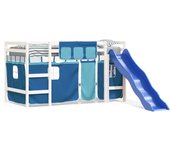 vidaXL Cama alta para niños con cortinas madera pino azul 80x200 cm