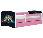 Cama 140 x 70 cm Kocot Kids com gaveta e colchão BabyDreams Race Pink