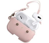 Woodcessories - Funda para Airpods Pro con Cuerda, de Cuero - sostenible, AirCase (Rosa)