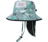 Sombrero para el sol, sombrero de cubo de verano para niños pequeños, sombrero de playa de ala ancha con correa para la barbilla, gorra con solapa de dinosaurio UPF50 para niños de 2 a 10 años