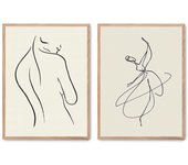 Set de 2 cuadros calidad premium con marco de madera - 30x40 cm o 50x70 cm - POSTER LAB