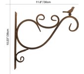 Soporte para plantas de pared para balcón, paquete de 2 ganchos colgantes de hierro forjado con forma de pájaro retro europeo para linternas de canasta con tornillos, decoración para exteriores para jardín, balcón, color óxido