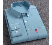 5XL Men's Oxford Long Sleeve Shirts 100% Cotton Solid Color Turn Down Collar Regular Fit Daily Men Clothing Button-down Shirts