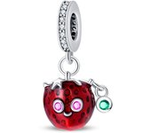 New In Silver-plated Coffee Donut Strawberry Pendant Fit Panora Bracelet&Bangle DIY Beads For Women Birthday Fine Jewelry Gift