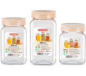 Plastic Forte - Juego de 3 Botes Classic Cuadrados Surtidos Ideales Despensa. Marrón