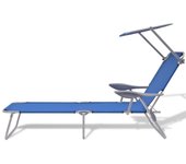 vidaXL Tumbona de jardín con toldo acero Azul oscuro, Negro, Rojo Sillas de Exterior Ideal para jardín, playa, piscina, terraza Tumbona Piscina Tumbonas Playa Tumbonas Jardín Exterior