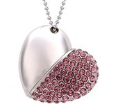 JASTER metal diamond love heart shape USB Flash Drives hearts with chain pendrive 4GB 8GB 16GB 32GB 64GB necklace memory stick