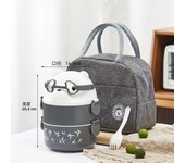 Stackable Bento Box Portable Cute Cartoon Children Lunch Box Double Layer Food Storage Container Eyeglass Bear Thermal Bento Box