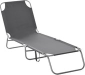 Outsunny Tumbona Plegable Tumbona de Jardín con Respaldo Ajustable en 5 Posiciones Carga 120 kg para Terraza Piscina Playa 187x55x24 cm