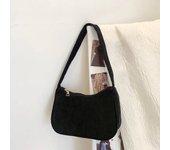 Retro Underarm Bag Women's Half Moon Shoulder Bag Fashion Solid Color Small Handbags For Women New Zipper Corduroy Clutch
