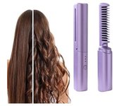 Mini plancha de pelo, 2025 nueva, 3 ajustes de temperatura, peine alisador eléctrico, cepillo para el pelo con calefacción, cepillo alisador de pelo para viajes (rosa)