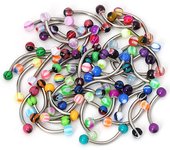 16G Women Colorful Ball Acrylic Flexible Curved Bar 8mm Eyebrow Rings Tragus Piercing Jewelry For Men Sports 5/10/30/50/100Pcs