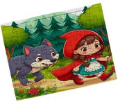 MERCHANDMANIA PUZZLE PEQUEÑO TAMAÑO APROX. A5 DE 48 PIEZAS CON MARCO caperucita roja y el lobo cuento niños infantil rompecabezas puzle para adulto