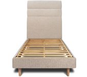 Cama de 90x190 cm con cabecero de línea - Tejido Lienzo mate