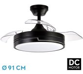Ventilador Dc 48w Olimpia Negro 3aspas 91d 4800lm 6vel 3000k,4500k,6000k, Remoto+temporizador+memoria - FABRILAMP