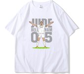 Bellingham Celebrates Action LOGO Short Sleeve T-shirt for Real Madrid Fans Commemorating The Summer Crewneck England Team