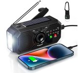 PORCHEDDU Radio Solar Generador Portátil SOS Sirena AM/FM 2500 mAh Carga a través de USB-C