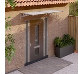vidaXL Marquesina puerta policarbonato gris y transparente 199x90 cm