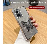 Luxury Glitter Butterfly Holder Phone Case for Oppo A60 A18 A38 A55 A56 A57 A77 A36 A35 A32 5G TPU Plating Protector Back Cover