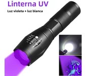 UV Flashlight Purple White Dual Light 395nm Ultraviolet Torch Zoom Flashlight Detection Lighting Lamp for Pet Stains Hunting