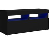 Mueble TV combinadoMueble de TV con luces LED negro 90x35x40 cm