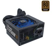 CoolBox Fuente de Alimentación 750W , Conector PCIe , Full Modular, ATX, Ventilador 120mm Ultra Silencioso, Cables de Diseño Plano. Certificación 80 Plus Bronze