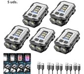 New Keychain Light Outdoor Multi-Function Dual Light Flashlight Mini Type-C Working Light Cob Floodlight Waterproof Highlighter