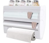 Soporte de pared para Papel Film, Organizador Multifunctional para Cocina with Cortador de Papel y Film