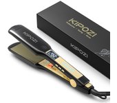 KIPOZI Professional Titanium Flat Iron Hair Straightener with Digital LCD Display Dual Voltage Instant Heating Curling Iron
