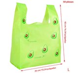 50Pcs Cute Fruit Plastic Bag Carry Out Bags With Handle Food Packaging Retail Supermarket Grocery Shopping Home Storage