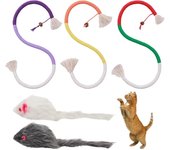 3 Piezas De Ratones De Peluche, Cuerda para La Dentión De Mascotas, Juguetes para Masticar para Gatos, Cuerda para Limpiar Los Dientes
