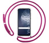 Tumundosmartphone Funda Colgante Transparente para Vivo Y70 con Cordon Rosa Fucsia