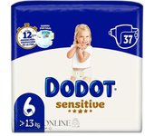 Dodot Sensitive Talla 6 (+13kg) Paquete de 37 pañales para bebé con barrera Stop Fugas