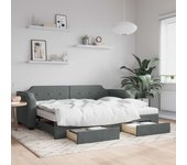 vidaXL Sofá cama nido con cajones tela gris oscuro 90x200 cm