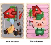 Baby Wooden Montessori Puzzle Child Game Wooden Puzzle 3D Cartoon Animal Puzzle Babies Toys Puzzles For Kids 1 2 3 Year Old