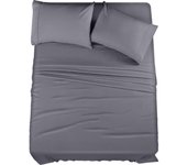 Bedding Juego de sábanas de Microfibra de 4 Piezas (Queen, Gris)