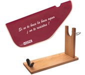 WellHome Jamonero de madera con herraje en V 40x16x23cm, pincho y fijación pezuña, set de cuchillo Jamonero (25cm) y Chaira (21cm) acero inoxidable alta calidad y funda