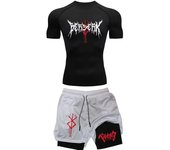 Anime Berserk Compression Set Men's Workout Gym Tshirts Breathable Running Shorts Quick Dry Sports Rash Guard Sportwear Set