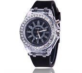 LED Light Flash Luminous Watches Women Men Boys Girls Silicone Wrist Watch Fashion Rhinestone Clock Kids Children Relogio Saati
