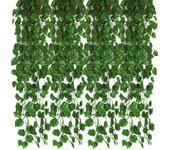 Guirnalda de hiedra Artificial de 12 piezas, hojas de vid, plantas verdes, plantas falsas colgantes para FONDO DE BODA, arco de pared, fiesta de jungla
