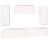 Muebles para TV 5 piezas madera maciza de pino blanco
